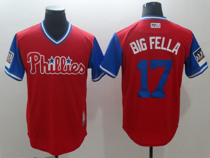 Men Philadelphia Philles 17 Big fella Red New Rush Limited MLB Jerseys